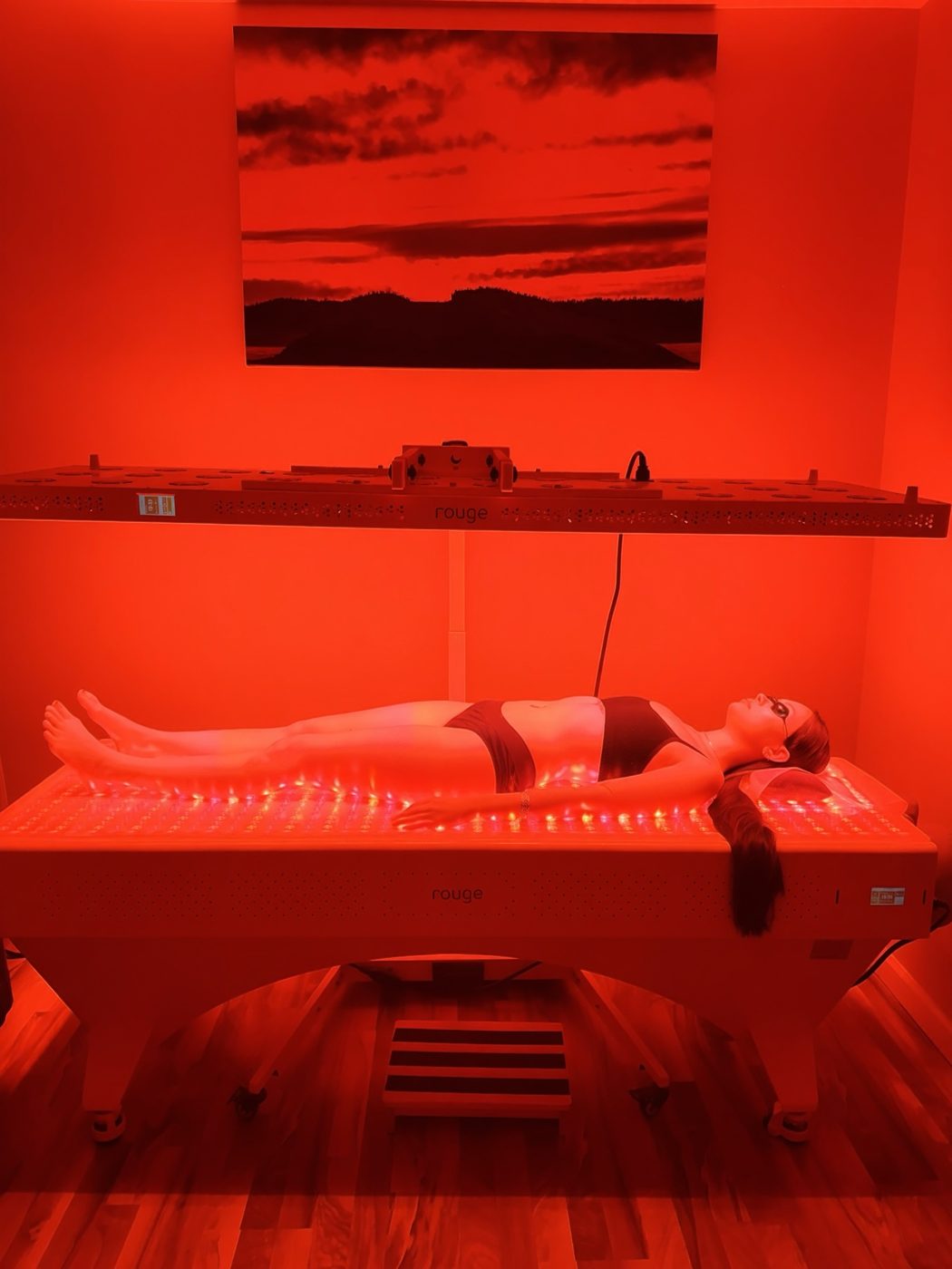 Wide view of the red light therapy bed at Dr. Augello's practice in Bethlehem
