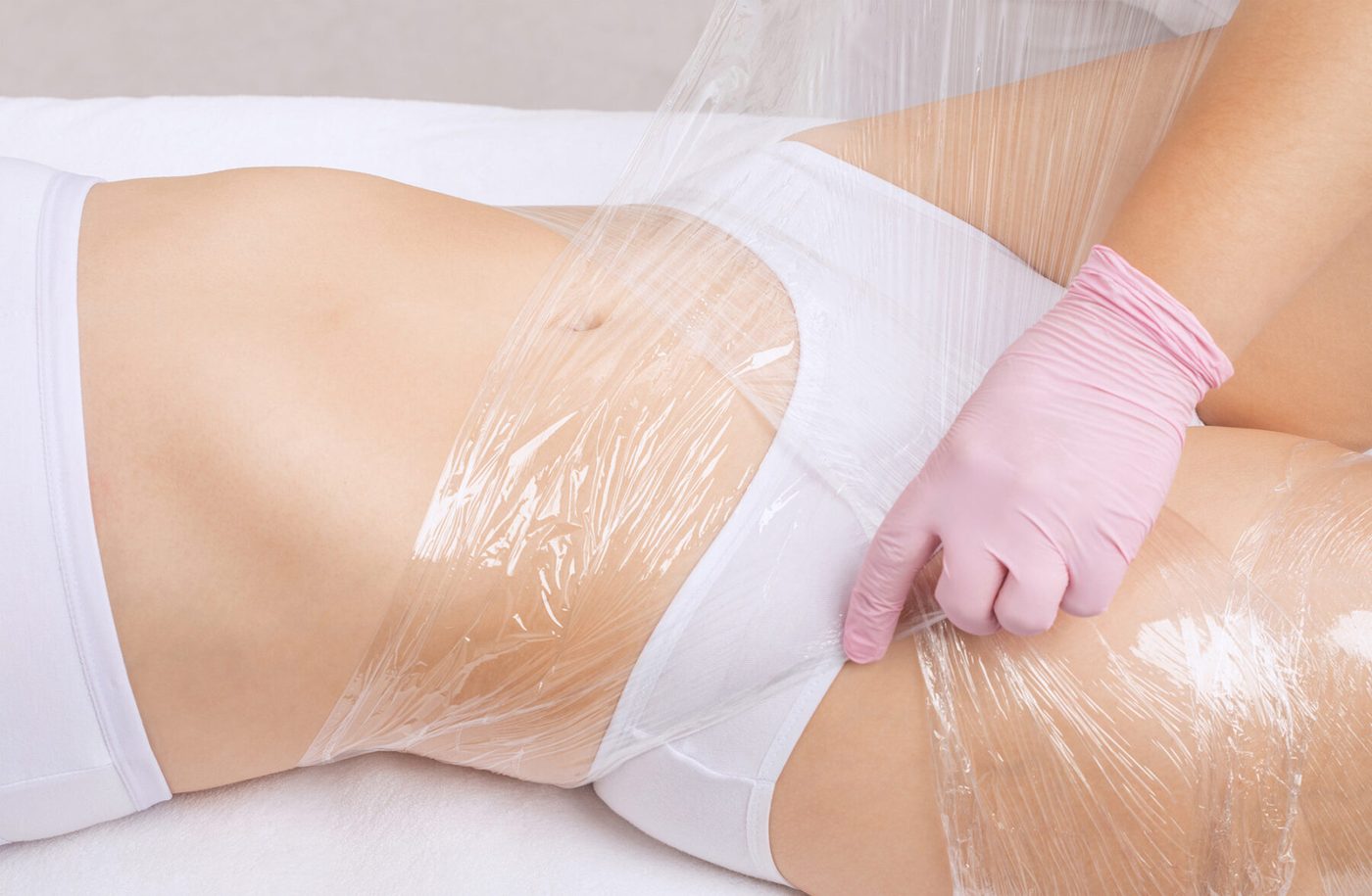 The wrap being applied across the torso at Dr. Augello's Bethlehem PA practice.